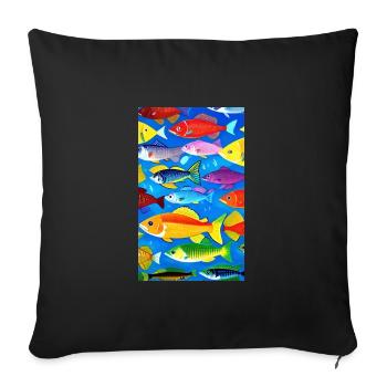 Fisch | Muster | Fischmuster | Angler - Sofakissenbezug 45 x 45 cm - Schwarz - Vorne