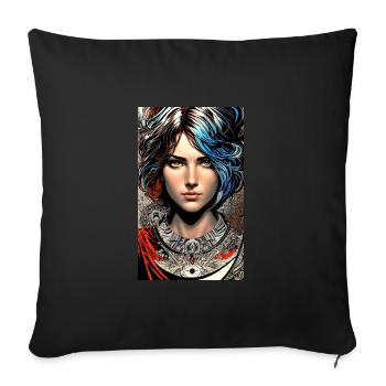 Woman | Face | Girls | Anime | mystical - Sofa pillowcase 17,3'' x 17,3'' (45 x 45 cm) - black - Front