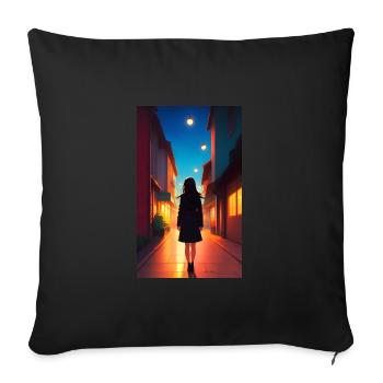 Woman | Face | Girls | Anime - Sofa pillowcase 17,3'' x 17,3'' (45 x 45 cm) - black - Front