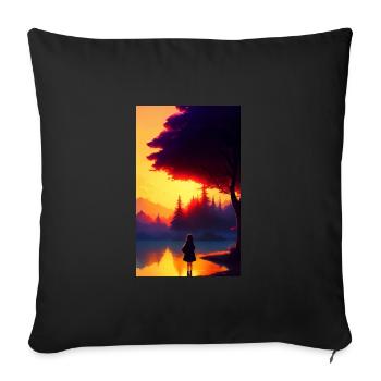 Woman | Face | Girls | Anime - Sofa pillowcase 17,3'' x 17,3'' (45 x 45 cm) - black - Front