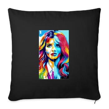 Woman | Face | Girls | Anime - Sofa pillowcase 17,3'' x 17,3'' (45 x 45 cm) - black - Front