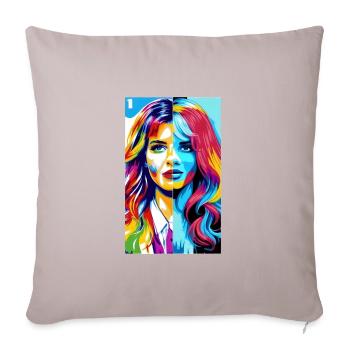 Woman | Face | Girls | Anime - Sofa pillowcase 17,3'' x 17,3'' (45 x 45 cm) - light taupe - Front
