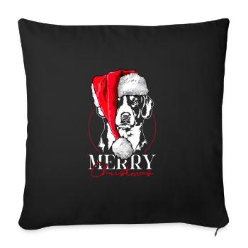 Santa Entlebucher Chien de montagne Joyeux Noël Chiens - Housse de coussin décorative 45 x 45 cm - noir - Devant