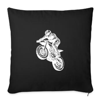 Motorcycle Racing, Off-Road Jumping, Off-Road Riding - Sofa pillowcase 17,3'' x 17,3'' (45 x 45 cm) - black - Front