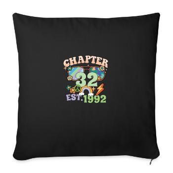 Turning 32 32nd Birthday Retro Theme Peace Sign - Sofa pillowcase 17,3'' x 17,3'' (45 x 45 cm) - black - Front