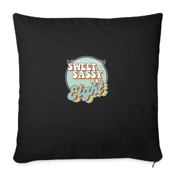Sweet Sassy et 8 célébrant de fête du 8e anniversaire - Housse de coussin décorative 45 x 45 cm - noir - Devant