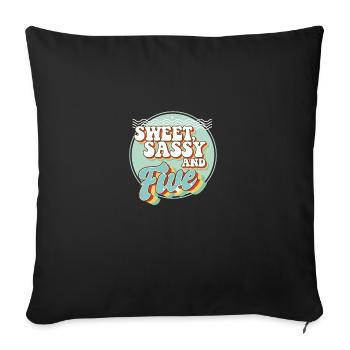 Sweet Sassy 5 5e fête d’anniversaire célébrant le jour du jour - Housse de coussin décorative 45 x 45 cm - noir - Devant