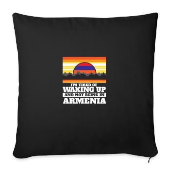 J’en ai marre de me réveiller et de ne pas être en Arménie - Housse de coussin décorative 45 x 45 cm - noir - Devant