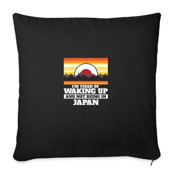 J'en ai marre de me réveiller et de ne pas être au Japon - Housse de coussin décorative 45 x 45 cm - noir - Devant