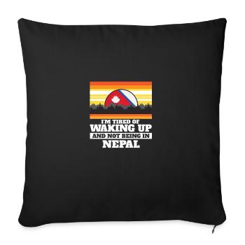J’en ai marre de me réveiller et de ne pas être au Népal - Housse de coussin décorative 45 x 45 cm - noir - Devant