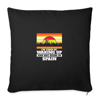 J’en ai marre de me réveiller et de ne pas être en Espagne - Housse de coussin décorative 45 x 45 cm - noir - Devant