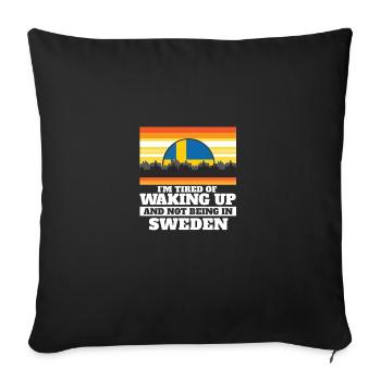J’en ai marre de me réveiller et de ne pas être en Suède - Housse de coussin décorative 45 x 45 cm - noir - Devant