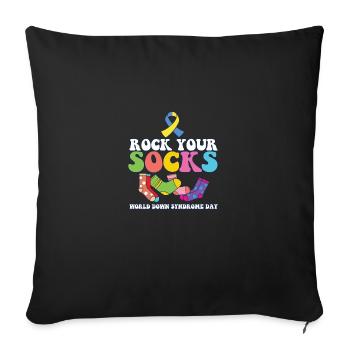 Sensibilisation au syndrome de Down Trisomie 21 - Housse de coussin décorative 45 x 45 cm - noir - Devant