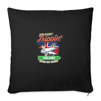 Straight Trippin' To Iceland With My Tribe Family - Sofa pillowcase 17,3'' x 17,3'' (45 x 45 cm) - black - Front