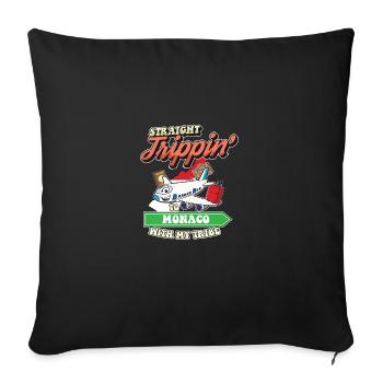 Straight Trippin' To Monaco With My Tribe Family - Sofa pillowcase 17,3'' x 17,3'' (45 x 45 cm) - black - Front