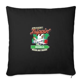 Straight Trippin' To Nigeria With My Tribe Family - Sofa pillowcase 17,3'' x 17,3'' (45 x 45 cm) - black - Front