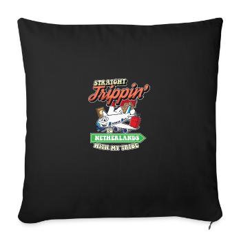 Straight Trippin' To Netherlands With My Tribe - Sofa pillowcase 17,3'' x 17,3'' (45 x 45 cm) - black - Front