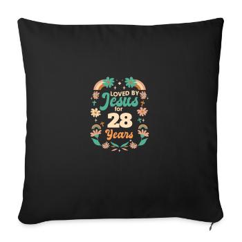 Aimé par Jésus depuis 28 ans 28e anniversaire - Housse de coussin décorative 45 x 45 cm - noir - Devant