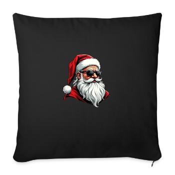 Weihnachtsmann Gesicht Sonnenbrille mit Hut Bart Weihnachten - Sofakissenbezug 45 x 45 cm - Schwarz - Vorne