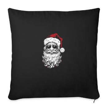 Weihnachtsmanngesicht mit Sonnenbrille und Hutbart - Sofakissenbezug 45 x 45 cm - Schwarz - Vorne
