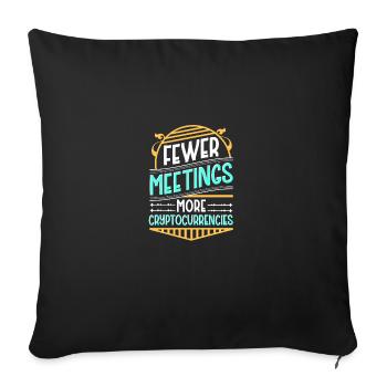 Moins de rencontres, plus d’amateurs de crypto-monnaies - Housse de coussin décorative 45 x 45 cm - noir - Devant