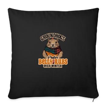 Les marmottes préfèrent se frotter le ventre plutôt que l’hiver - Housse de coussin décorative 45 x 45 cm - noir - Devant