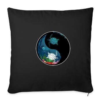 La tortue Ying Yan amoureux de la nature cadeau - Housse de coussin décorative 45 x 45 cm - noir - Devant