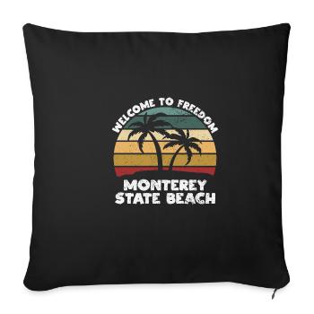Monterey State Beach Welcome to Summer California - Sofa pillowcase 17,3'' x 17,3'' (45 x 45 cm) - black - Front