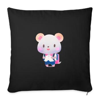 Animal mignon content d'aller à l'école enfant sac - Housse de coussin décorative 45 x 45 cm - noir - Devant