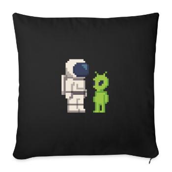 Pixel Astronaut meets Alien - Sofa pillowcase 17,3'' x 17,3'' (45 x 45 cm) - black - Front