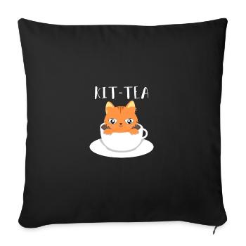 Katzen Tee Tasse - Sofakissenbezug 45 x 45 cm - Schwarz - Vorne