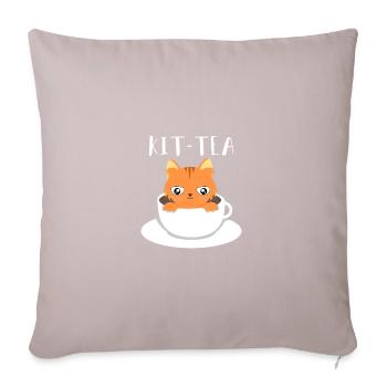 Tasse à thé pour chats - Housse de coussin décorative 45 x 45 cm - taupe clair - Devant