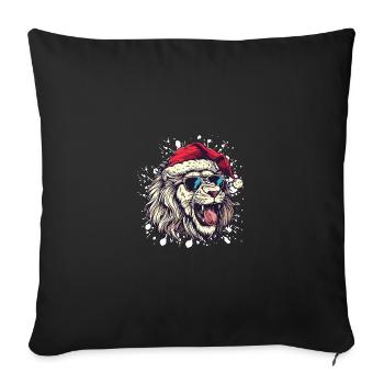 Lion Noël Drôle - Housse de coussin décorative 45 x 45 cm - noir - Devant