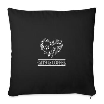 I love cats and coffee - Sofa pillowcase 17,3'' x 17,3'' (45 x 45 cm) - black - Front