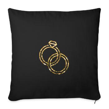 Alliances, alliances, mariage, JGA, mariage, or - Housse de coussin décorative 45 x 45 cm - noir - Devant