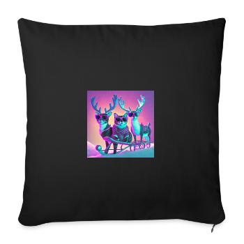 Katze mit Sonnenbrille auf Santas Schlitten - Sofakissenbezug 45 x 45 cm - Schwarz - Vorne
