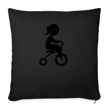 Garçon qui monte son tricycle - Housse de coussin décorative 45 x 45 cm - noir - Devant