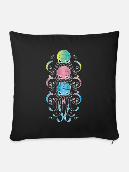 Oktopus - Sofakissenbezug 45 x 45 cm - Schwarz
