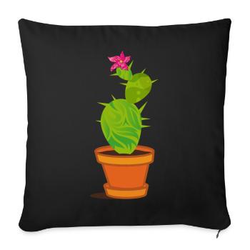 Un cactus avec une fleur - Housse de coussin décorative 45 x 45 cm - noir - Devant
