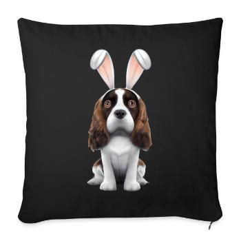 Cocker Spaniel anglais avec oreilles de lapin - Housse de coussin décorative 45 x 45 cm - noir - Devant