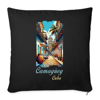 Conception de voyages à Camagüey et à Cuba - Housse de coussin décorative 45 x 45 cm - noir - Devant