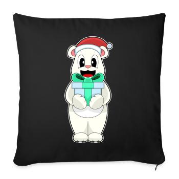 Polar Bear Christmas Package - Sofa pillowcase 17,3'' x 17,3'' (45 x 45 cm) - black - Front