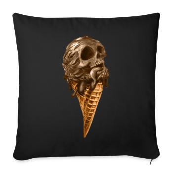 Softeis mit ätherischem Totenkopf - Sofakissenbezug 45 x 45 cm - Schwarz - Vorne