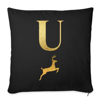 Letter u golden deer - gift idea - Sofa pillowcase 17,3'' x 17,3'' (45 x 45 cm) - black - Front