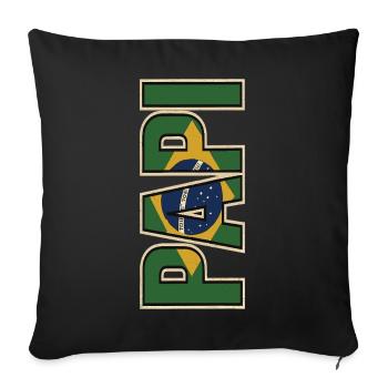 PAPI Brasil – Style rétro avec drapeaux - Housse de coussin décorative 45 x 45 cm - noir - Devant
