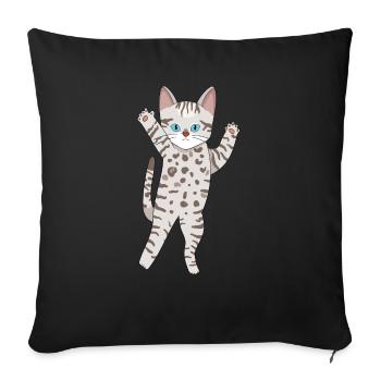 Grauer Bengal - Sofakissenbezug 45 x 45 cm - Schwarz - Vorne