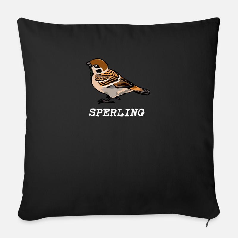 Sperling mit Name hell - Sofakissenbezug 45 x 45 cm - Schwarz