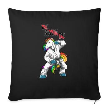 Niedliches Taekwondo Einhorn - Lustige TKD - Sofakissenbezug 45 x 45 cm - Schwarz - Vorne