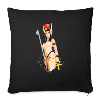 HATHOR (ägyptische Göttin) - Sofakissenbezug 45 x 45 cm - Schwarz - Vorne