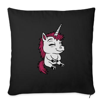 Sedentary little comic unicorn - Sofa pillowcase 17,3'' x 17,3'' (45 x 45 cm) - black - Front